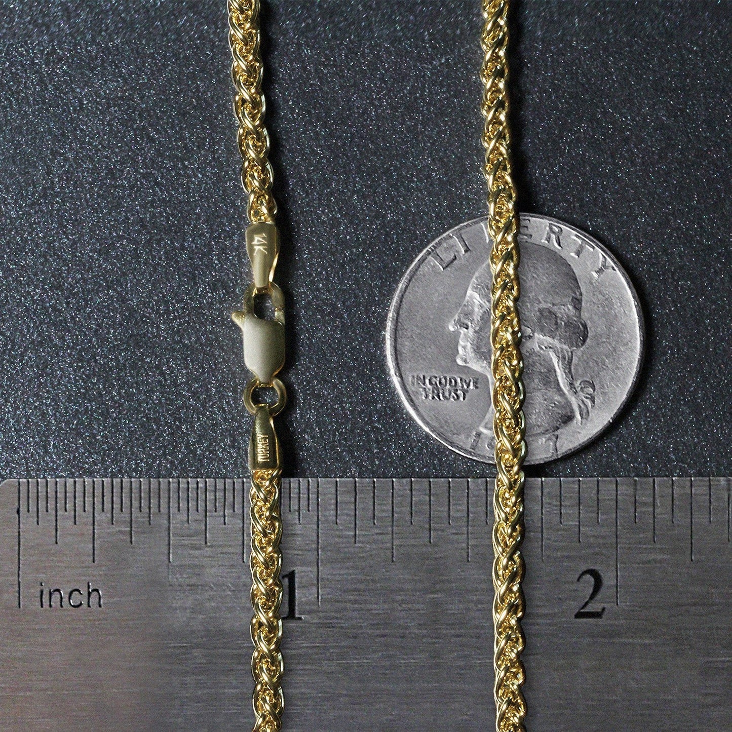 14k Yellow Gold Lightweight Wheat Chain Necklace