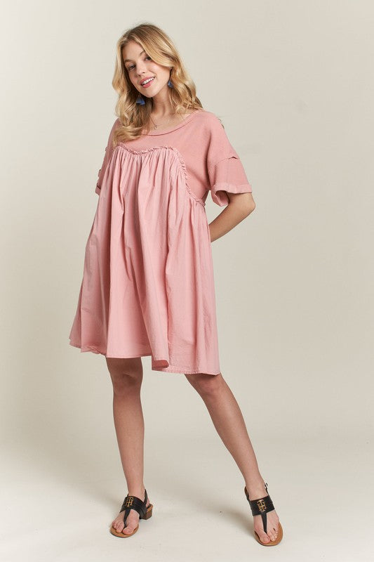 Charming Round Neck Half Sleeve Babydoll Dress