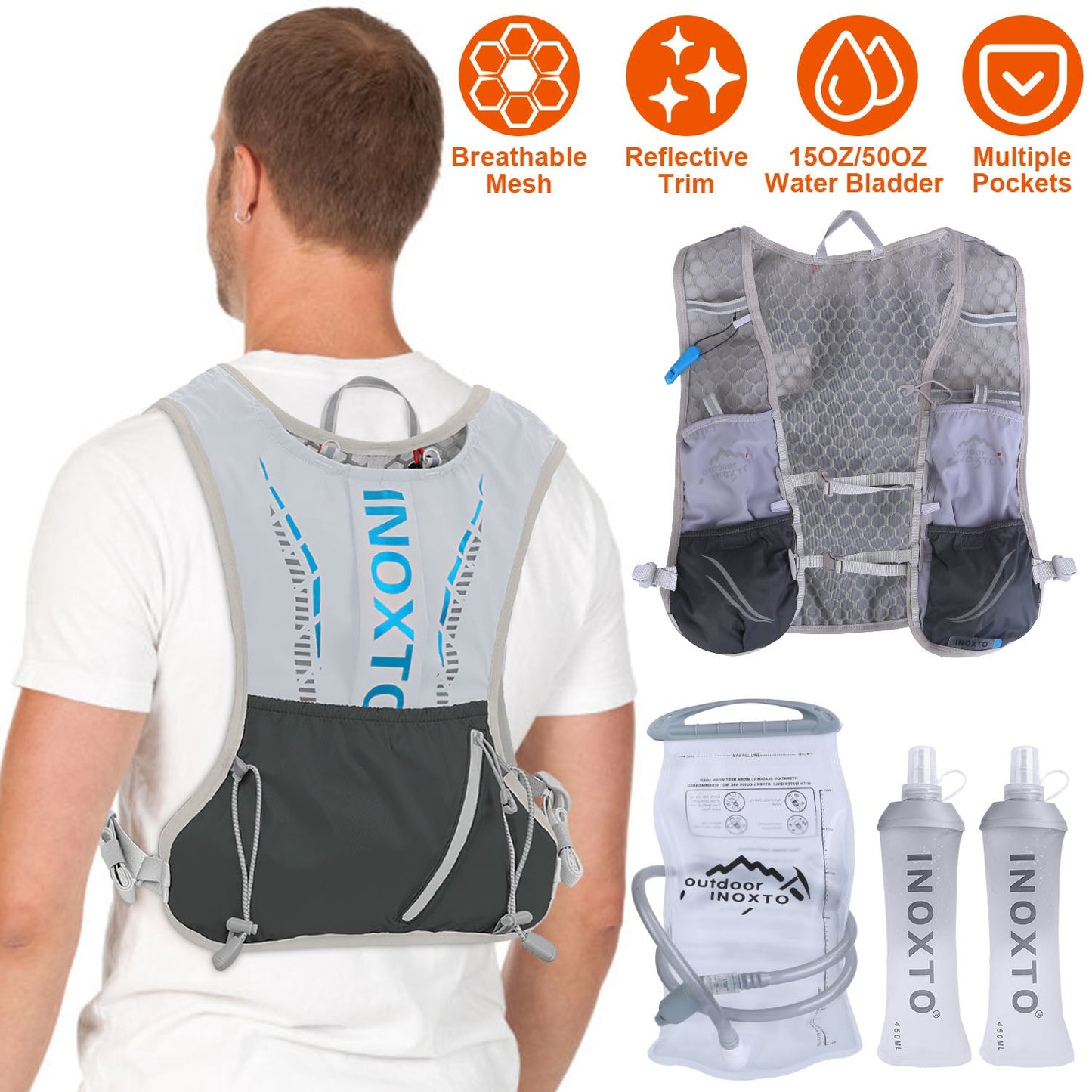 Chaleco de Hidratación Deportivo Gbruno con Bolsa de 50oz para Actividades al Aire Libre
