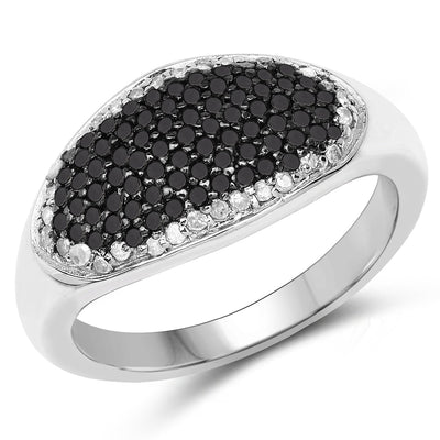 Bague de fiançailles en argent sterling avec diamants noirs et blancs de 0,46 carat