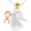Collar de Péndulo de Ángel Acentuado con Diamantes de Oro Tricolor de 10K