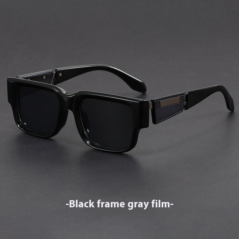 Lunettes de soleil carrées épaisses bleu gris - Style rétro
