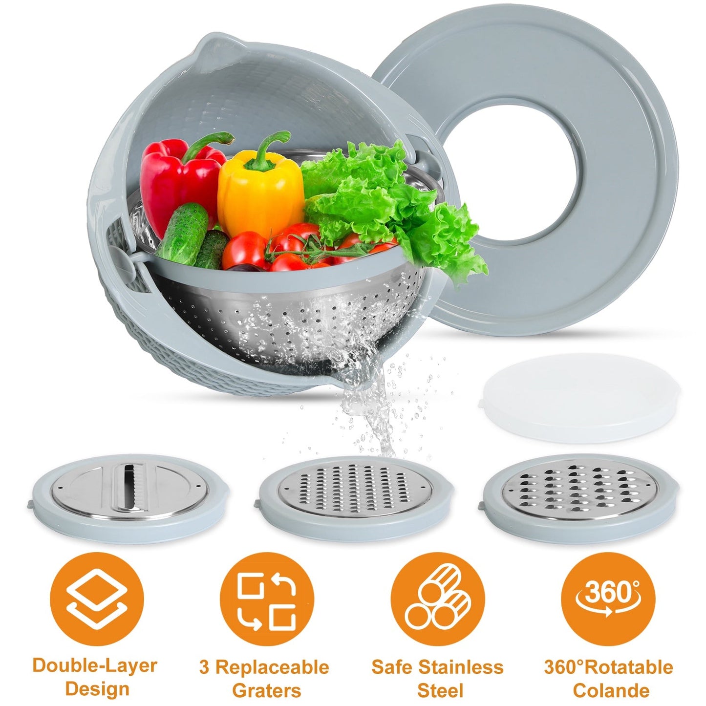 Multifunctional Mixing Bowl Set with Colander and Graters