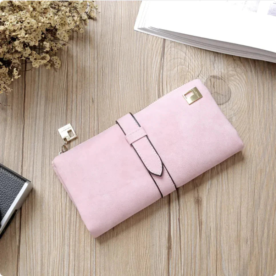 Portefeuille Long en Cuir pour Femme avec Fermeture Éclair
