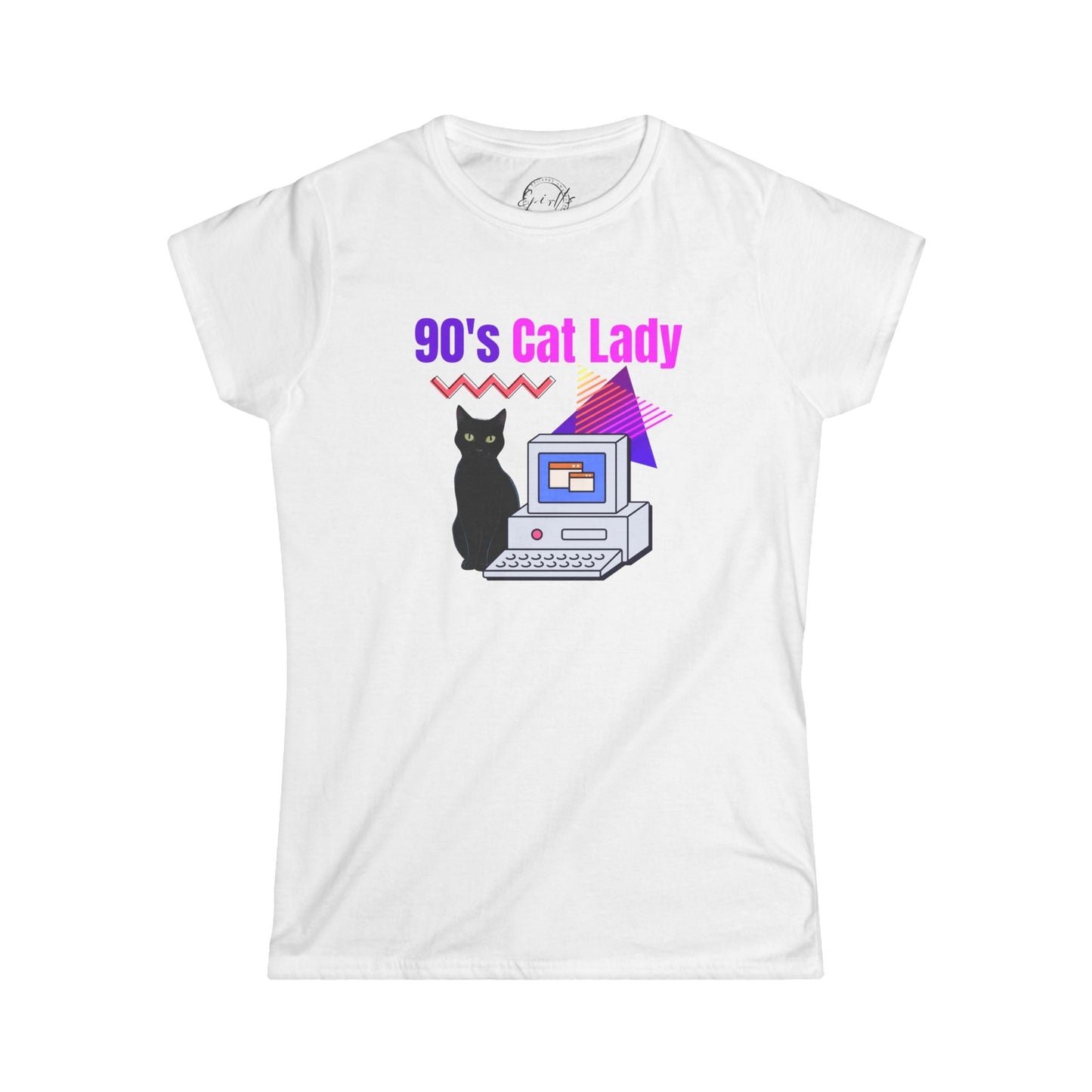 90's Cat Lady Graphic Tee - Retro Style for Cat Lovers