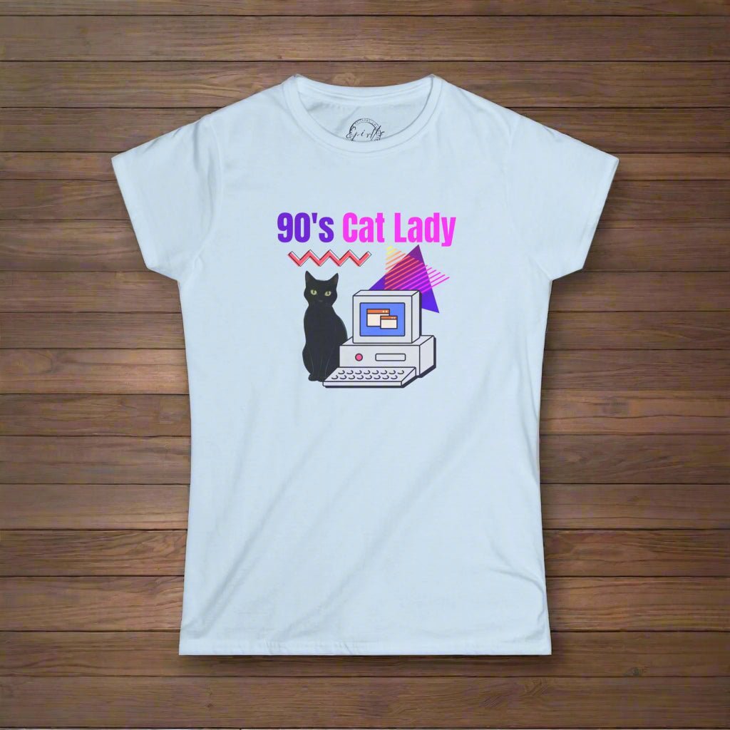 90's Cat Lady Graphic Tee - Retro Style for Cat Lovers