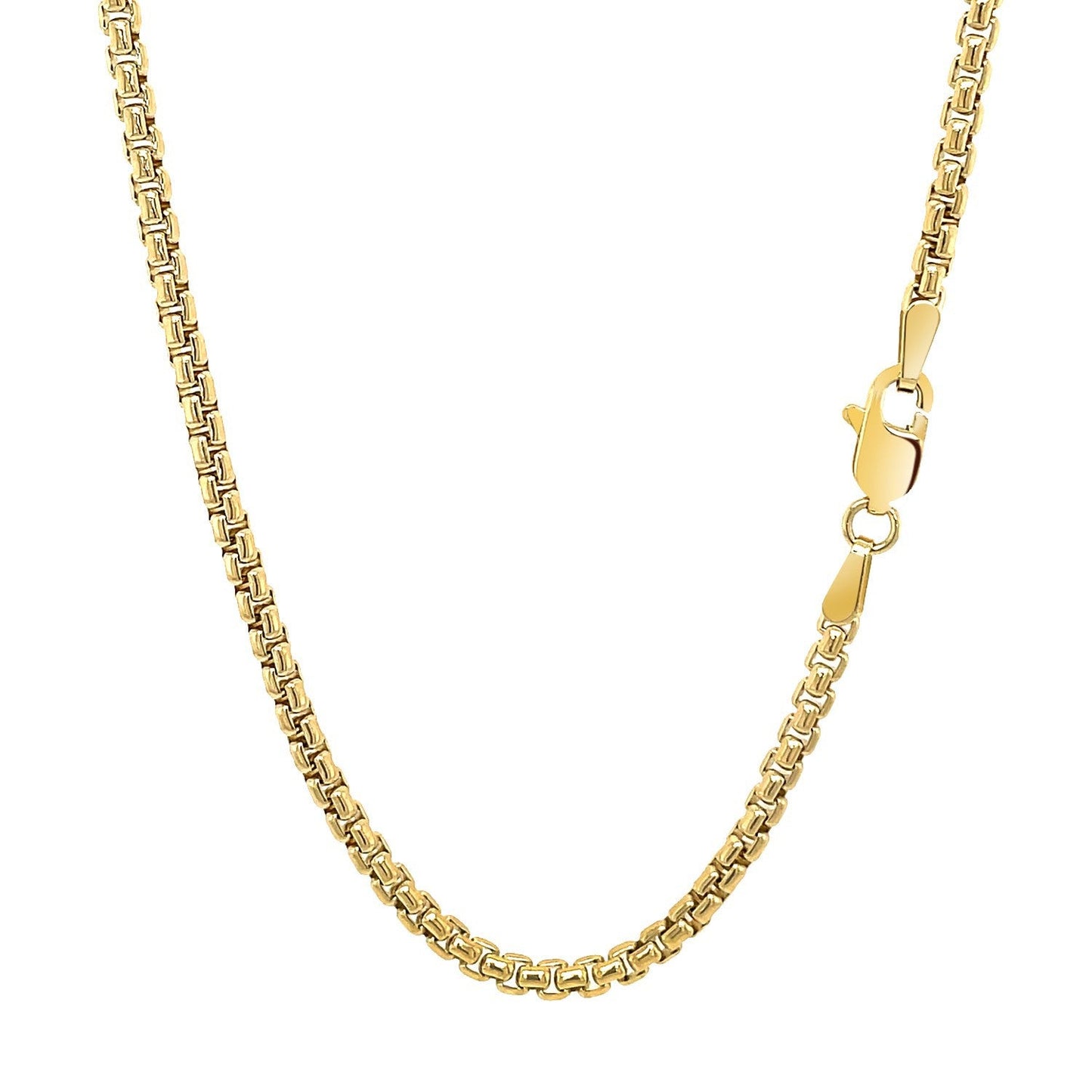 Chaîne en boîte ronde solide en or jaune 14 carats - 2,5 mm