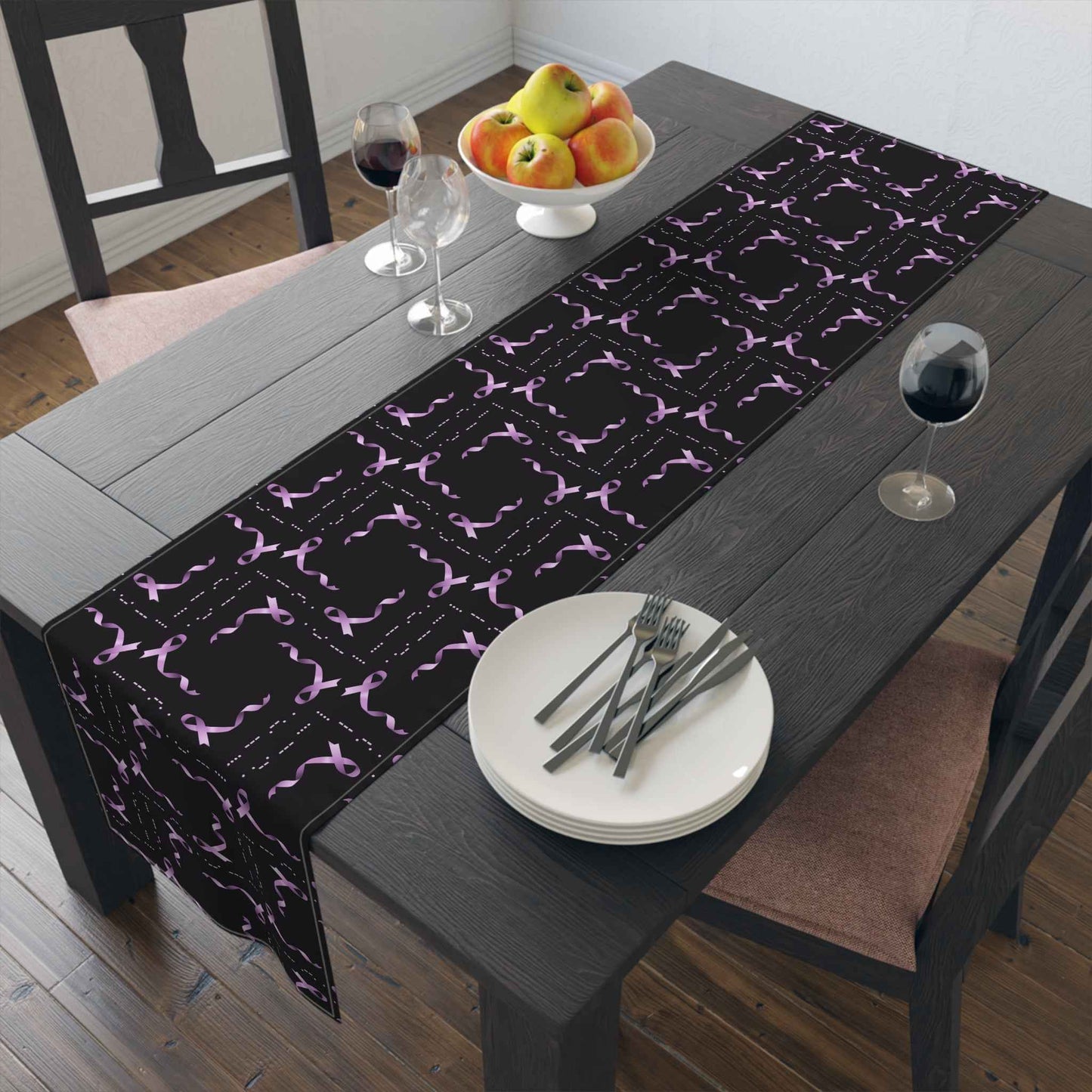 Couverture de table HOPE en code Morse pour la sensibilisation à l'épilepsie - Design de ruban viole