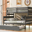 Wood Twin over Full Bunk Bed with Trundle - Gray