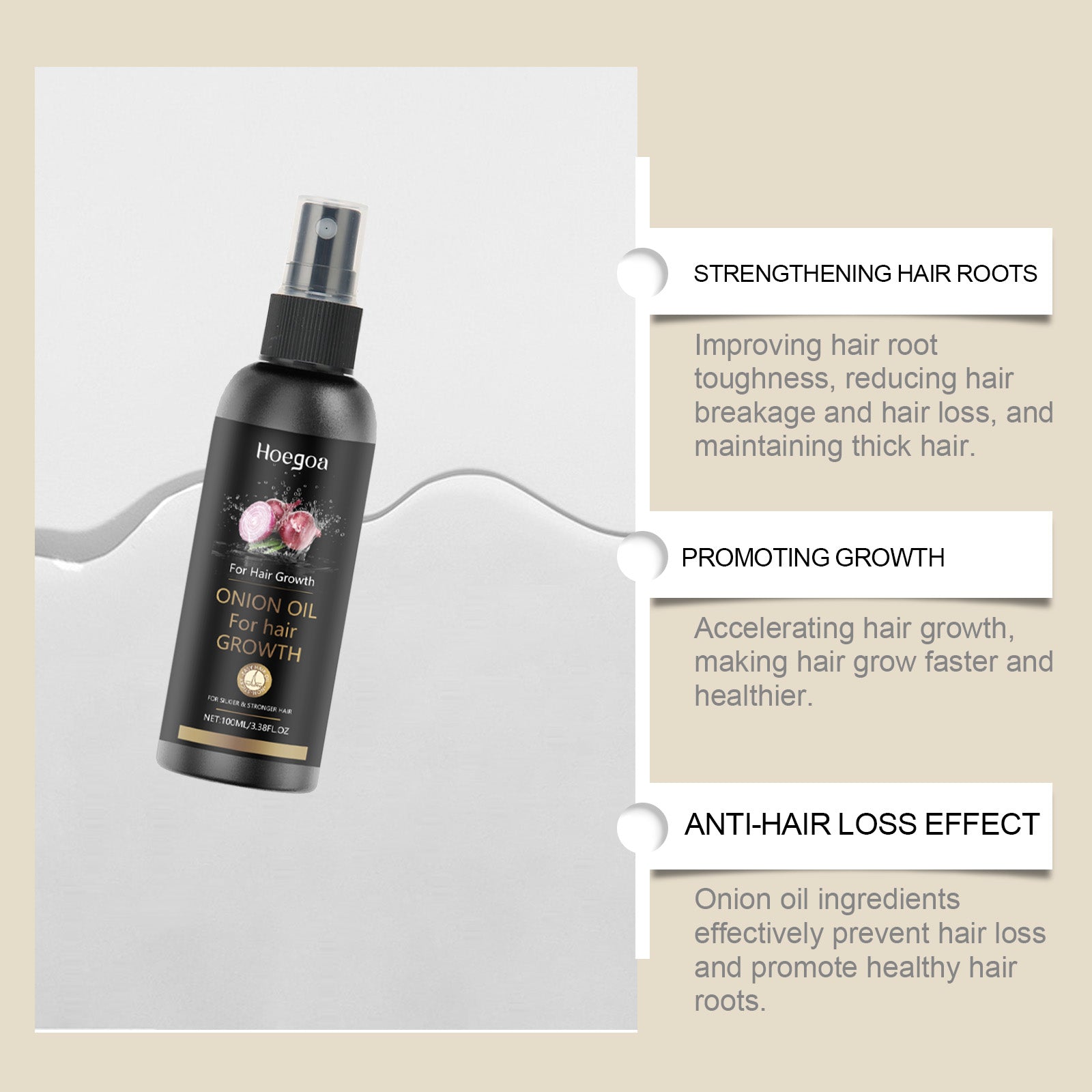 Onion Oil Hair Care Essential Oil Spray Gently Hydrates Hair Follicles Brightening Care Moisturizes And Softens Hair - Korvel
