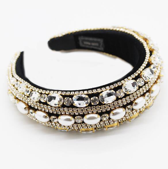 Baroque Full Crystal Hair Bands For Women Lady Luxury Shiny Padded Diamond Headband Hair Hoop Fashion Hair Accessories - Korvel