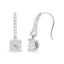Pendientes colgantes de halo de diamantes redondos en oro blanco de 14 quilates