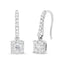 Pendientes colgantes de halo de diamantes redondos en oro blanco de 14 quilates