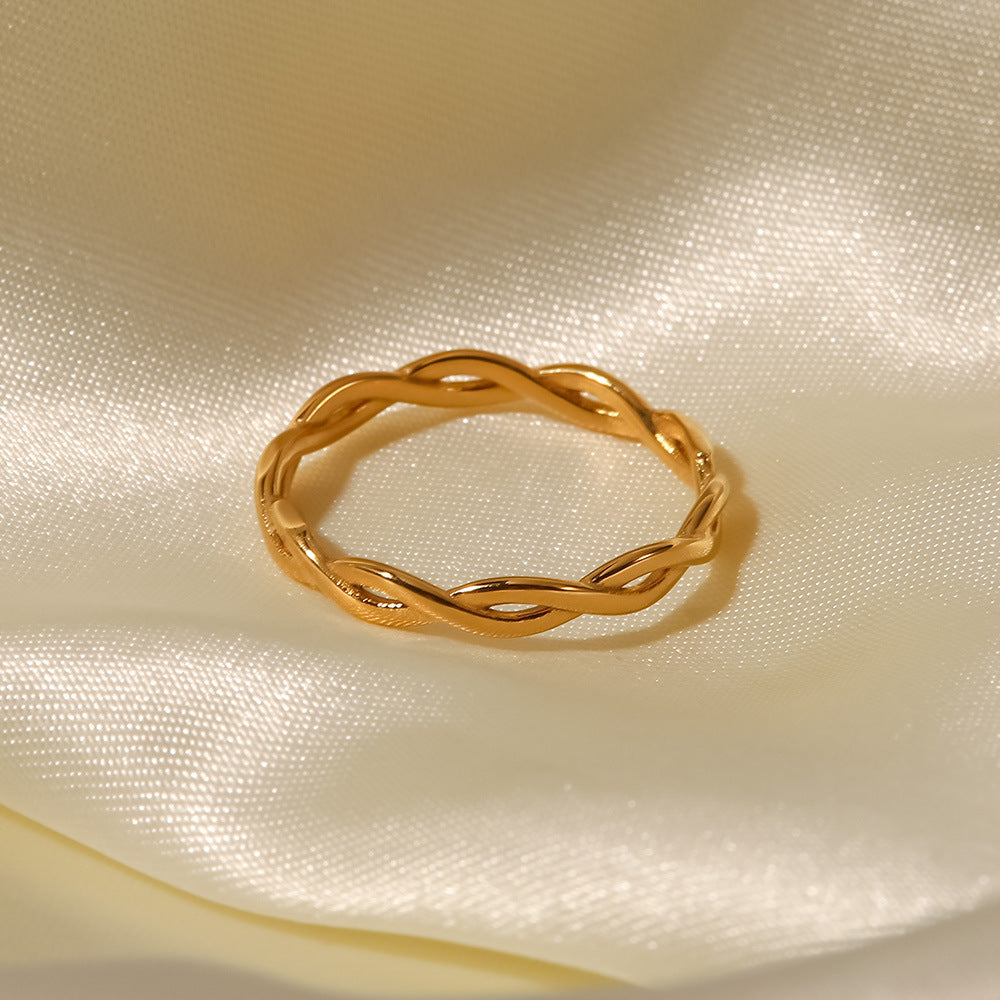 European and American Ring Twisted Linear Geometric Hollow Stacked Ring - Korvel