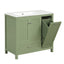 Meuble de salle de bain vert de 36" avec évier et rangement