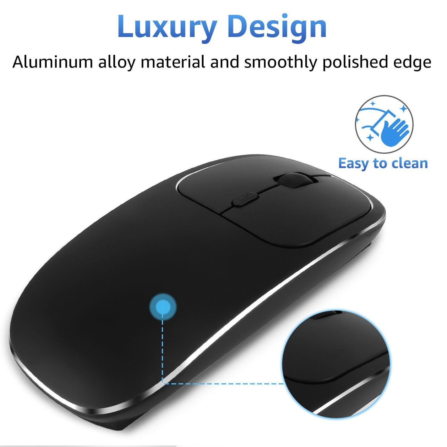Wireless Mouse Charging Silent 2.4G Mouse Male and Female Portable Desktop Notebook Office - Korvel