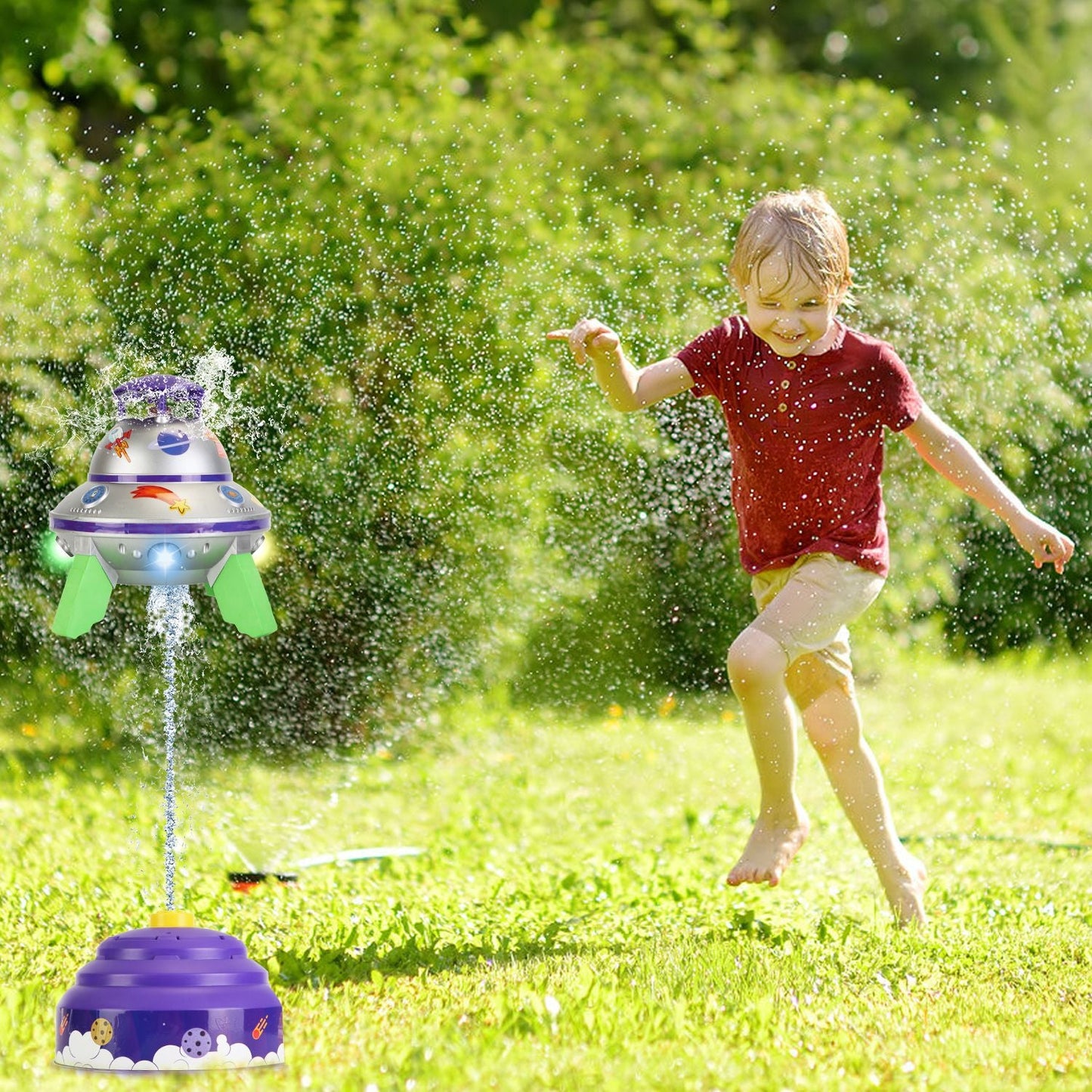 Gbruno UFO Water Sprinkler - Colorful LED Outdoor Toy