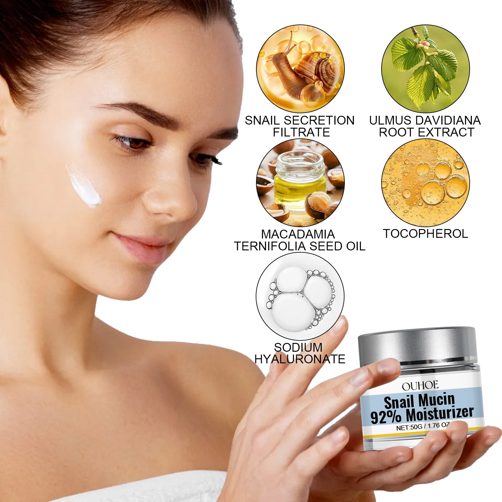 Snail Mucin 92% Moisturizer, Moisturizing And Smoothing Facial Wrinkles Firming And Elastic Skin Care Cream - Korvel