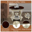 22 inch dual tone round head table, solid wood sofa side table with shelf, white and cherry tabletop - Korvel