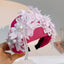 Hand embroidered three-dimensional simulation crystal flower headband pearl headband - Korvel
