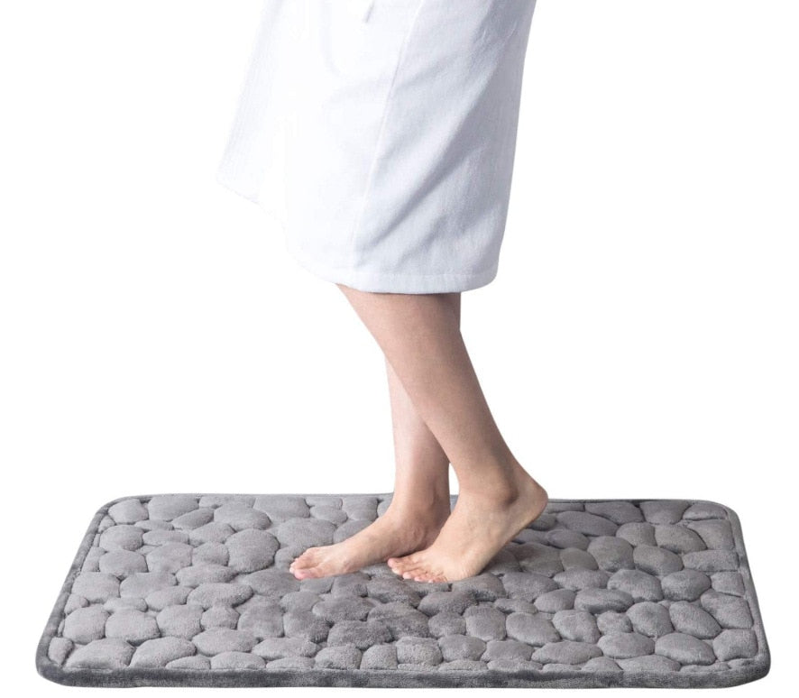 Cobblestone Embossed Bathroom Bath Mat Non-slip Carpets In Wash Basin Bathtub Side Floor Rug Shower Room Doormat Memory Foam Pad - Korvel