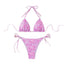 Floral triangle cup lace up sexy bikini split swimsuit for women - Korvel
