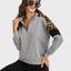 Sudadera de Manga Larga con Media Cremallera y Leopardo en Contraste