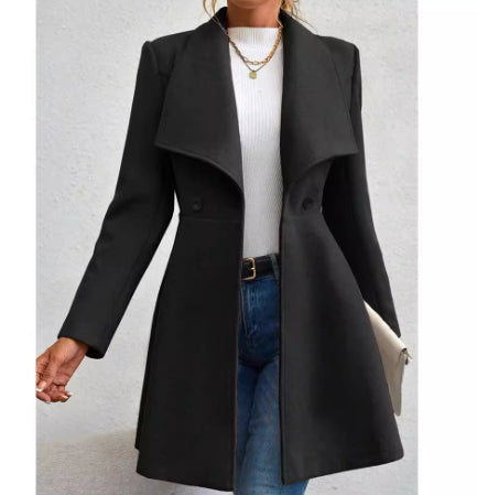 Elegant Slim-Fit Women's Wool Overcoat