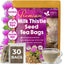 Bolsitas de té de cardo mariano premium, 100 % naturales y puras de semillas de cardo mariano. Té de semillas de cardo mariano. Elaborado con bolsitas de té naturales. Sin azúcar, sin cafeína, sin gluten, vegano.