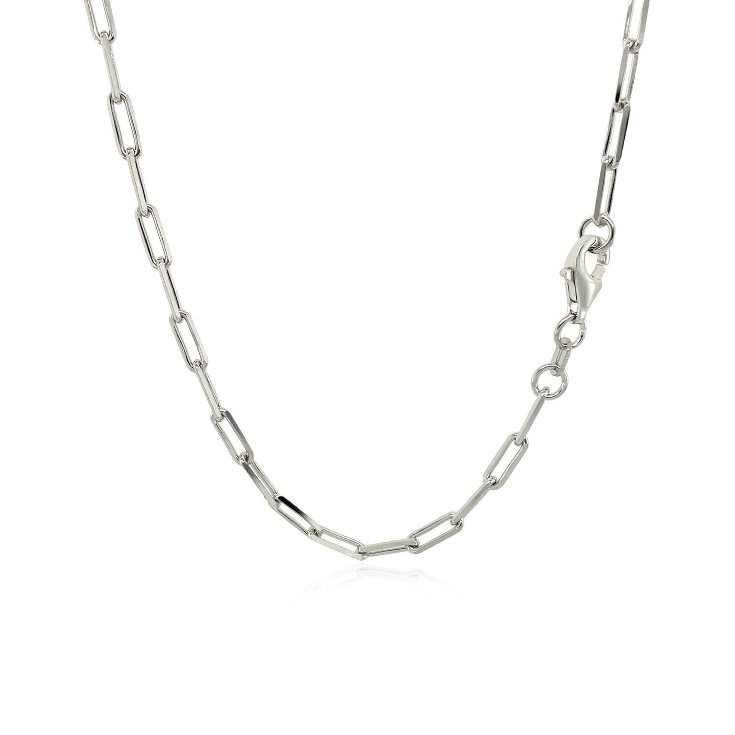 Collier en Chaîne Paperclip en Argent Sterling Plaqué Rhodium