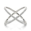 Anillo delgado estilo X de oro blanco de 14k con diamantes
