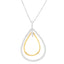 14K Two-Tone Gold Round Cut Diamond Double Burst Pendant Necklace
