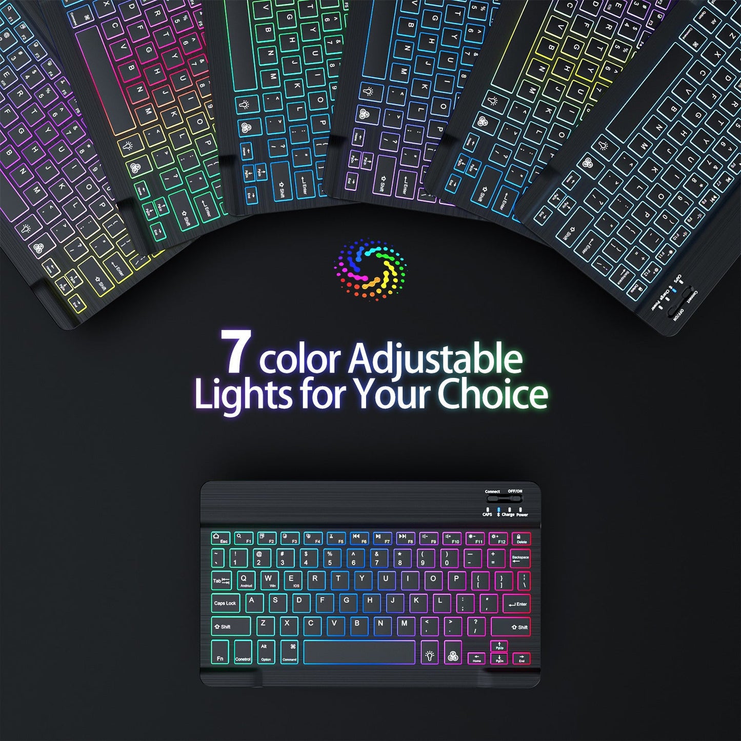 Suitable for iPad gradient luminous wireless keyboard and mouse set tablet Bluetooth keyboard - Korvel