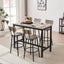 Bar Table Set with 4 Bar stools PU Soft seat with backrest Grey 47.24'' L x 23.62'' W x 35.43'' H - Korvel