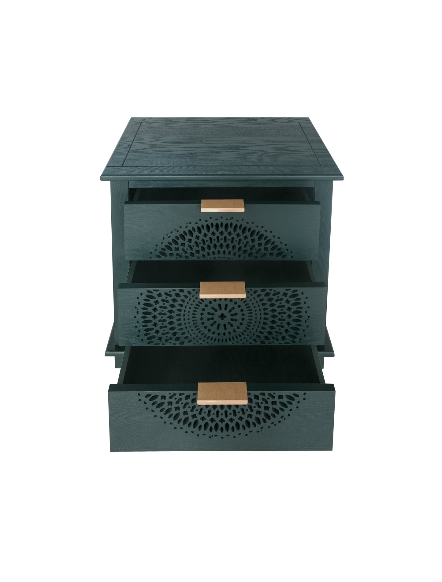 Commode de rangement à 3 tiroirs en bois creusé