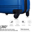 Blue 3 Piece Luggage Set Hardside Spinner Suitcase with TSA Lock 20" 24' 28" Available - Korvel