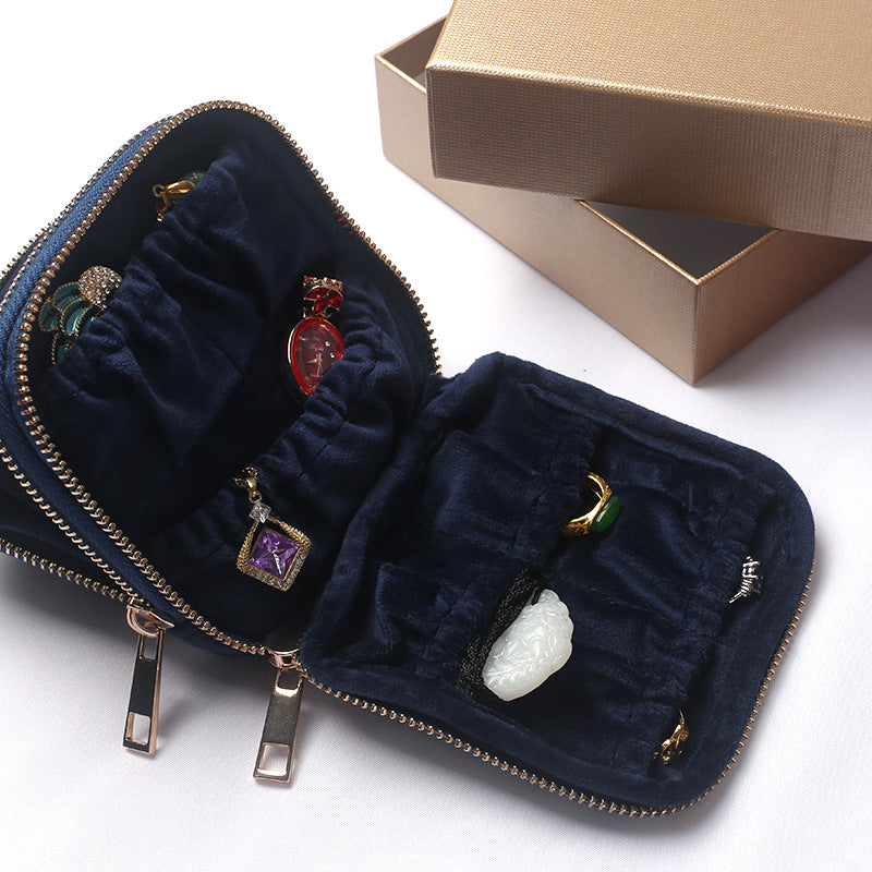 Portable Jewelry Storage Bag with Zipper Closure