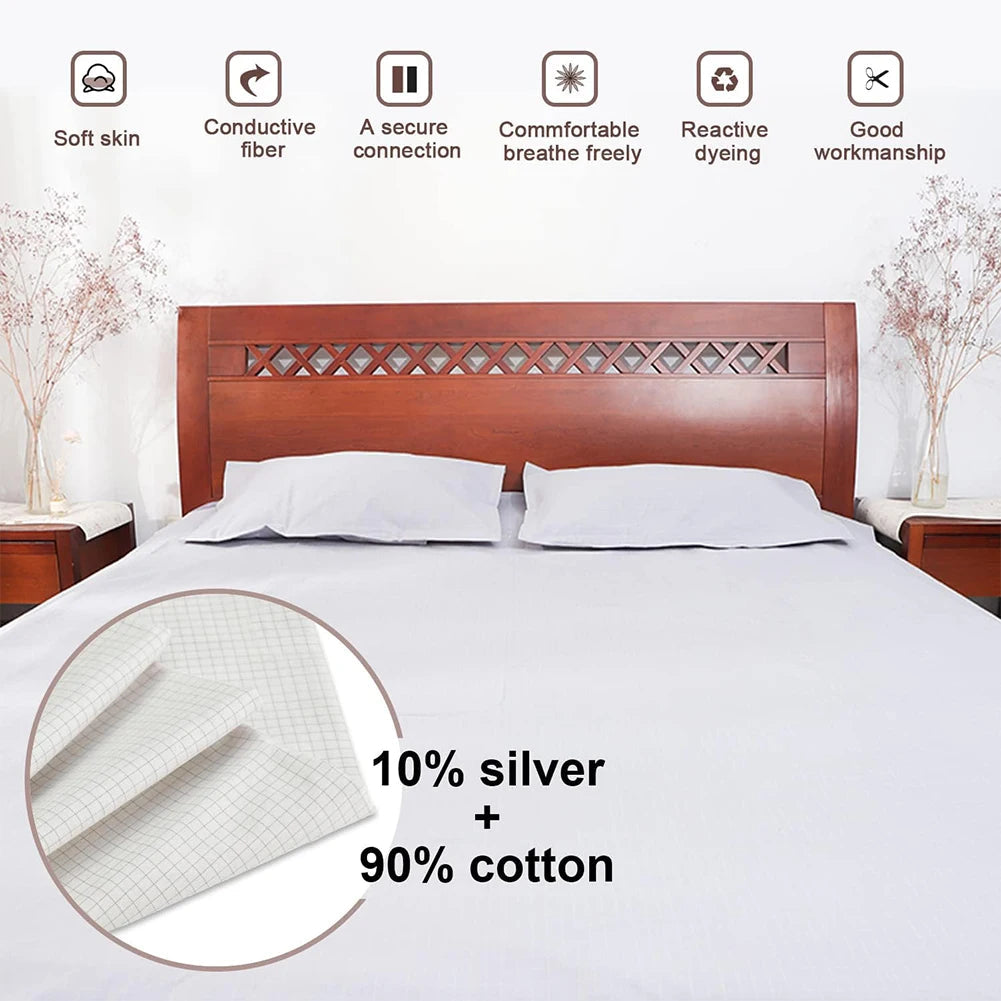 Grounding Sheet   Mat  Earthing Fitted Bedsheet Silver Fiber Conductive Organic Grounding Mat Radiation Anti-Static 60*265CM - Korvel