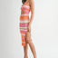 Robe midi en tricot à découpes et rayures multicolores vives