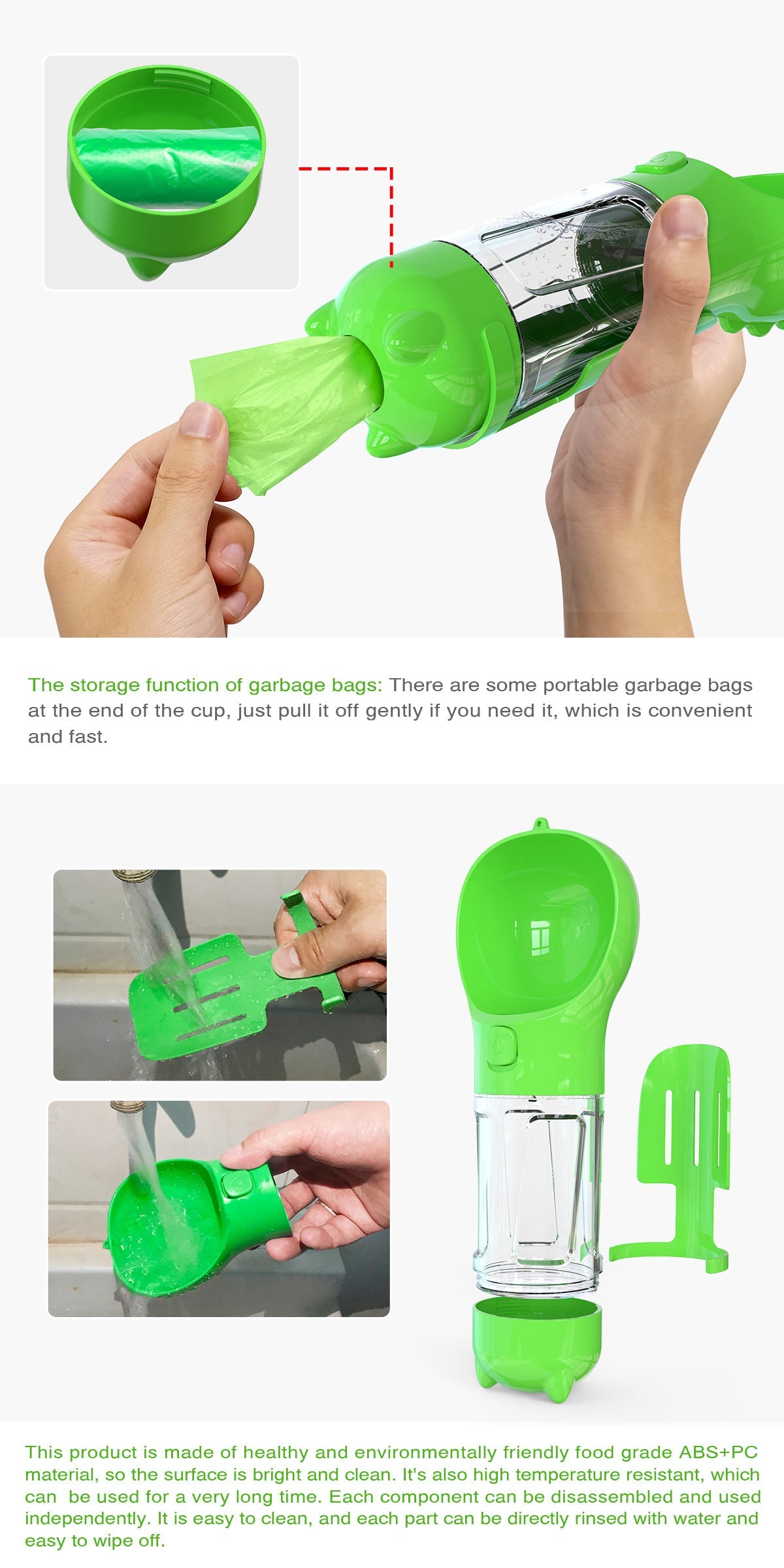 Botella de Agua Multi-Funcional para Mascotas
