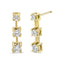 Boucles d'oreilles pendantes en or jaune 14K avec 1/2 cttw de diamants ronds à 3 pierres