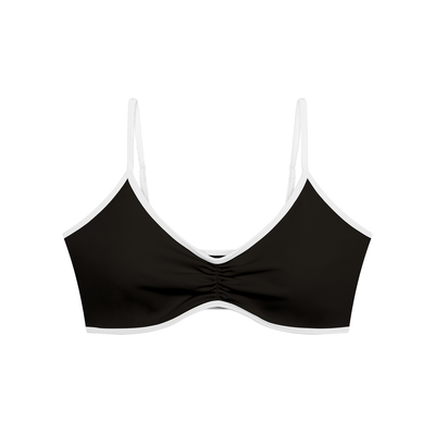Soutien-gorge de sport à encolure en V froncé en color block Loki & Ivy