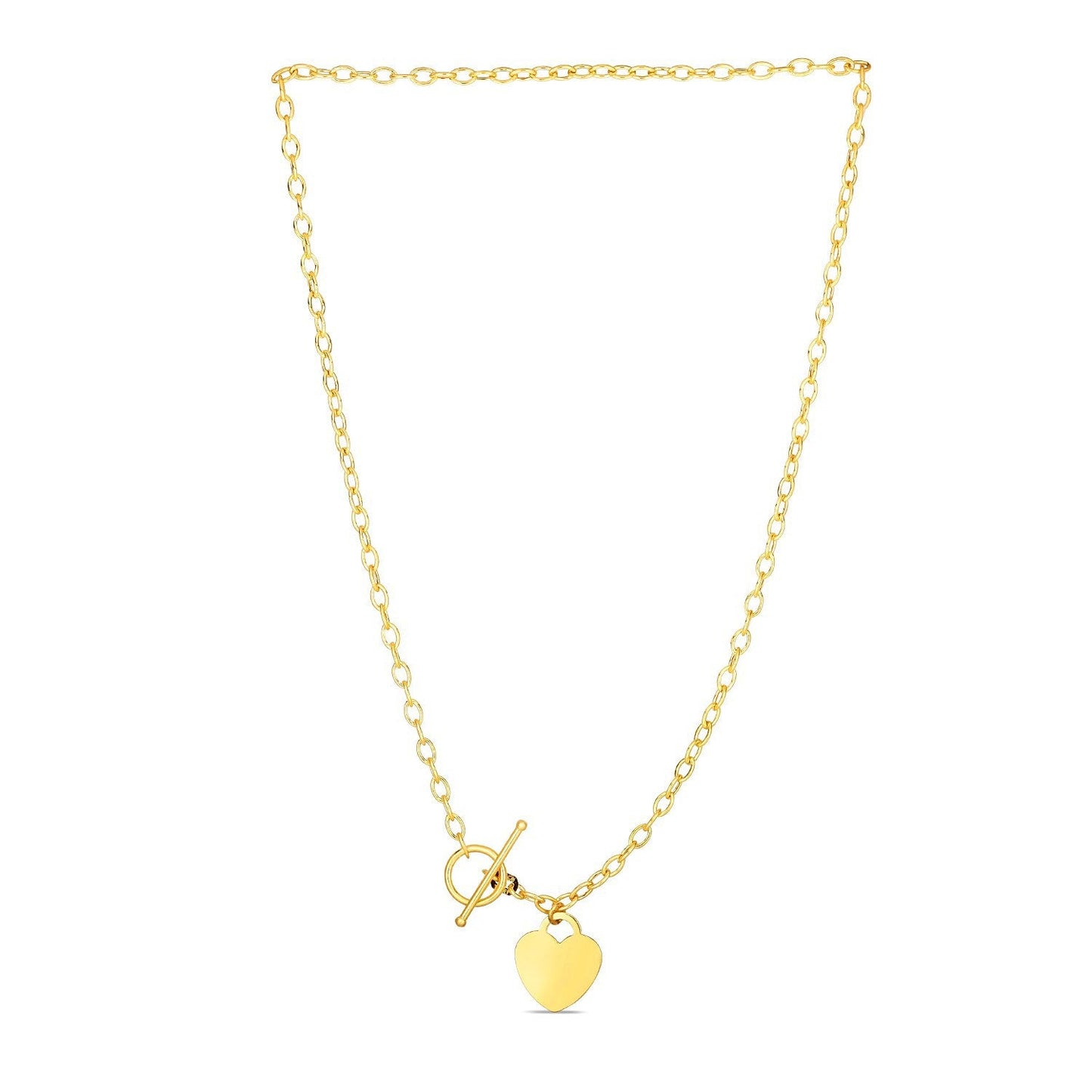 Collar de Toggle de Oro Amarillo de 14k con Charm de Corazón