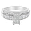 Bague de fiançailles en diamant en cluster taillé mixte en or blanc 14K - Taille 7