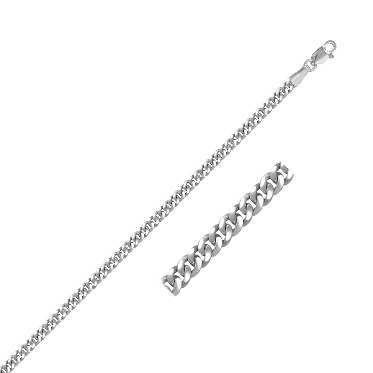 Chaîne Gourmette en Or Blanc 14K - Largeur de 2,80 mm