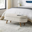Ottoman Oval Storage Bench Rubber Wood Legs Beige(43.5"x16"x16") - Korvel