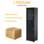 Tall Bathroom Storage Cabinet with Glass Doors, Free-Standing, Two Drawers, and Adjustable Shelves, MDF Board, Painted Black - Korvel