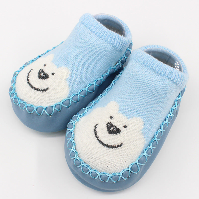 Spring And Autumn New Baby Shoes And Socks Soft Bottom Cartoon Children's Floor Toddler Socks Non-Slip Leather Bottom Cotton Socks Baby Socks - Korvel