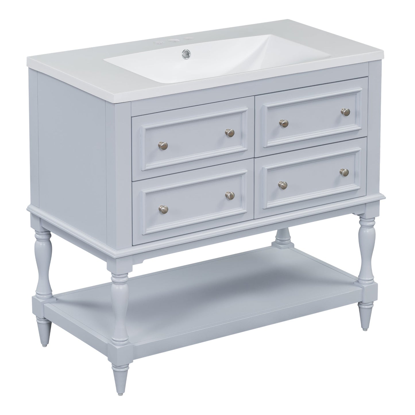 36" Blue Bathroom Vanity Cabinet with Sink Combo