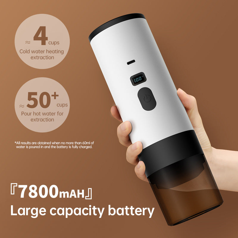 Portable Wireless 3-in-1 Espresso Maker, 7800mAh, Car/Home/Camping, Ground/Capsule Coffee. - Korvel